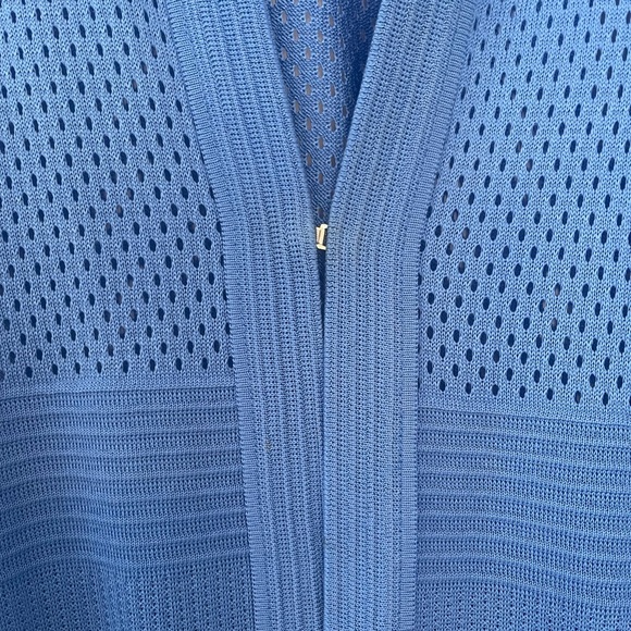 Misook Blue Open Front Knit Cardigan with mesh and eyelet detail size XL - Picture 4 of 8